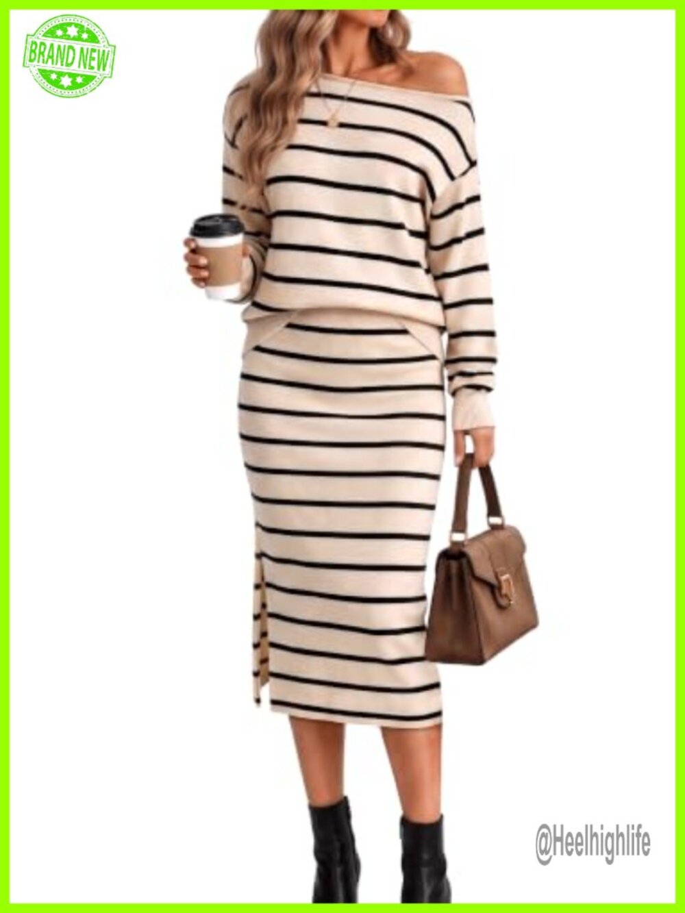 Sipaya 2 Piece Sweater Dress Set Long Sleeve Midi Skirt Women's Casual Elegant